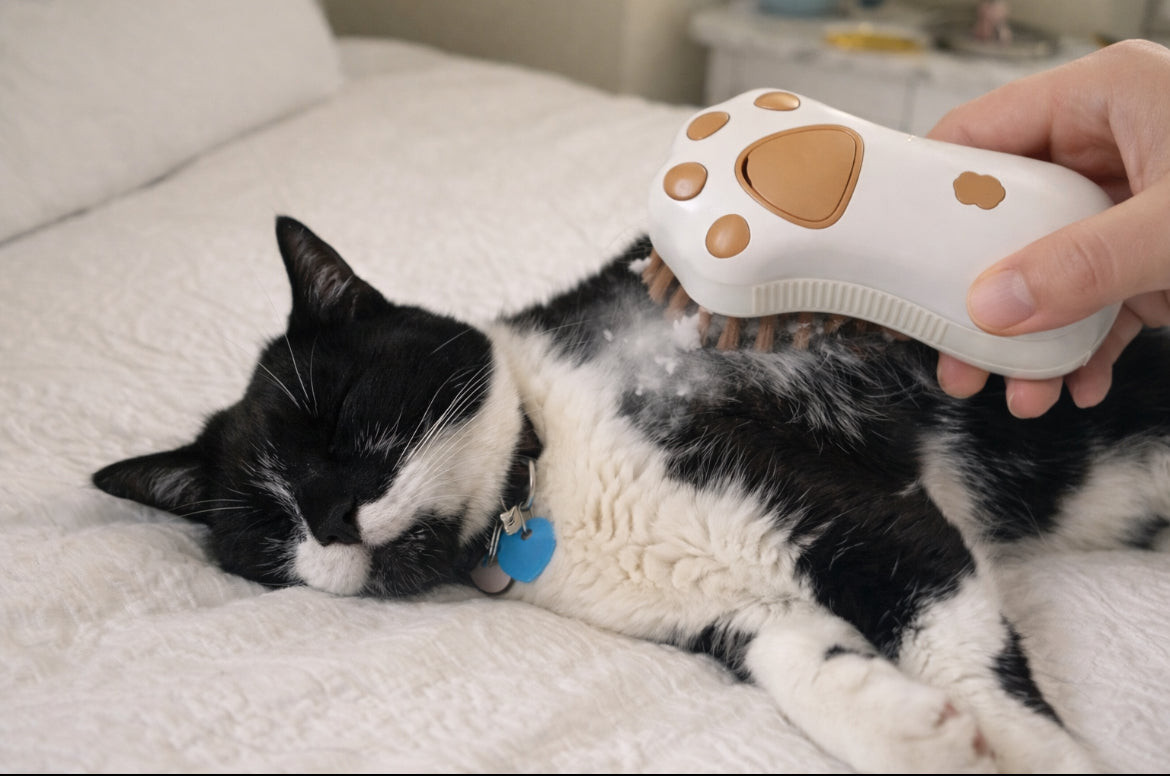 Gentle Steam Pet Grooming Brush - Removes Loose Fur Fast