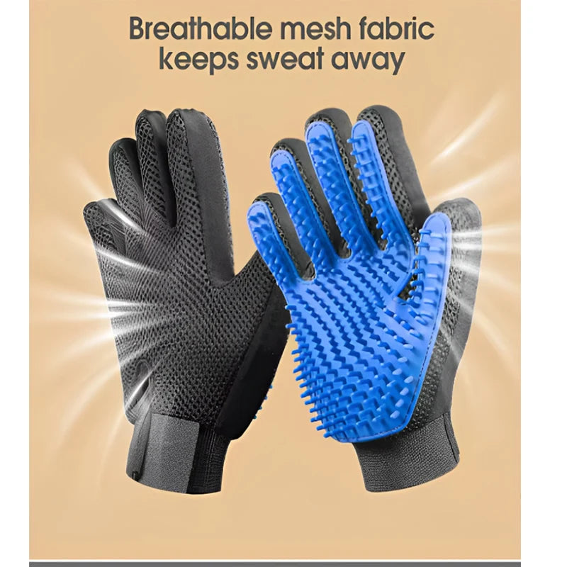 2-Pack Pet Hair Grooming Gloves - Removes Loose Hair Fast